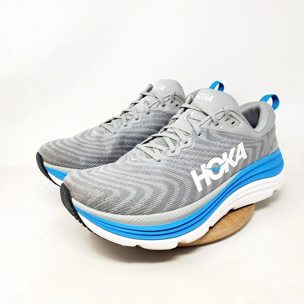 Hoka One One Gaviota 5 Shoes Mens 13 2E WIDE Grey Blue Walking Running Sneaker